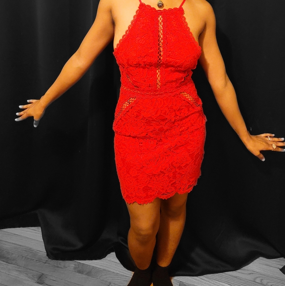 Red mini dress